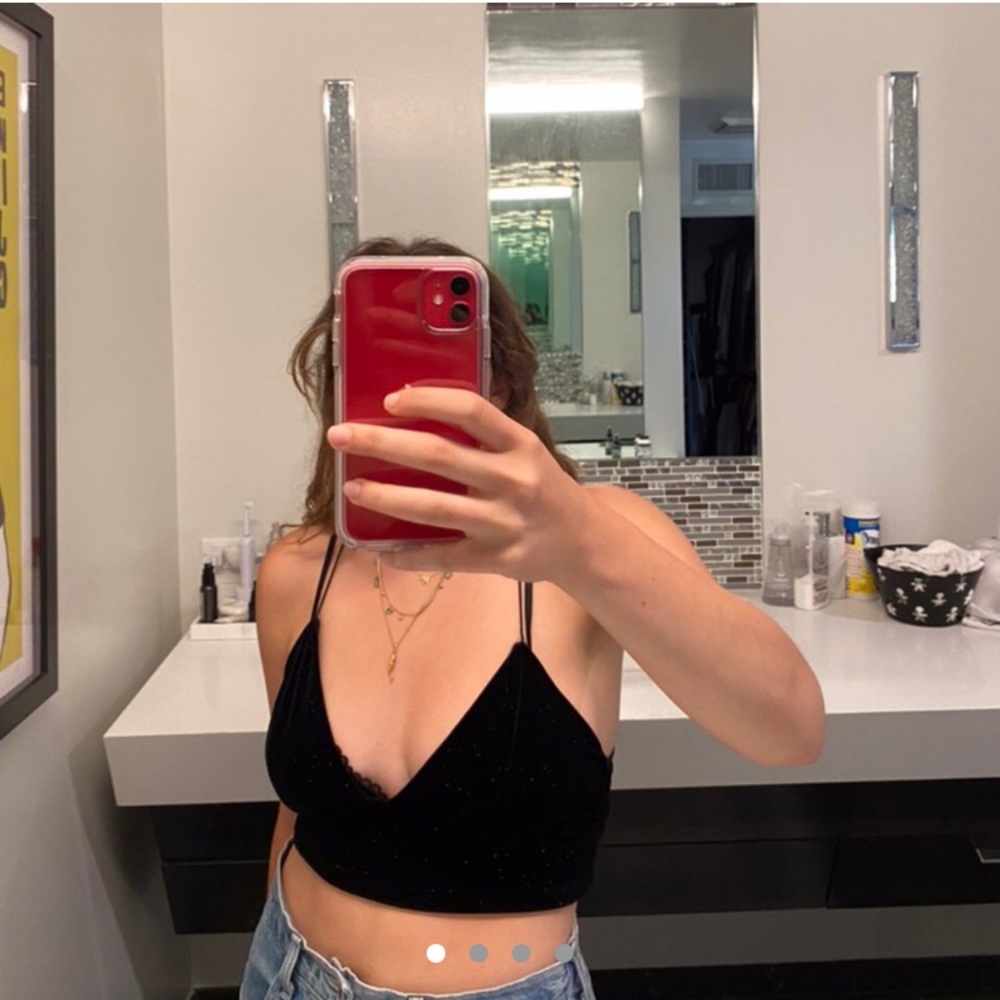 urban outfitters black sparkly bralette top